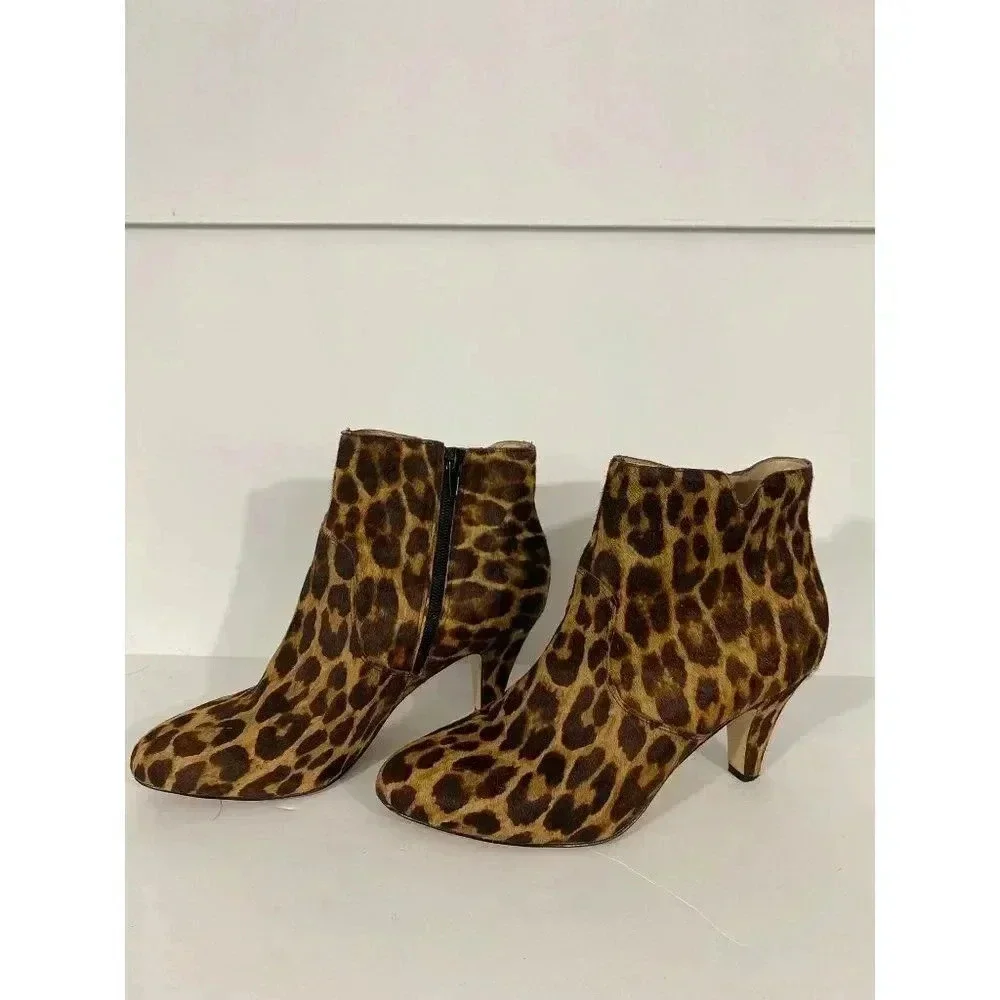 INC womens size 7M pony hair leopard animal print heel‎ boot booties